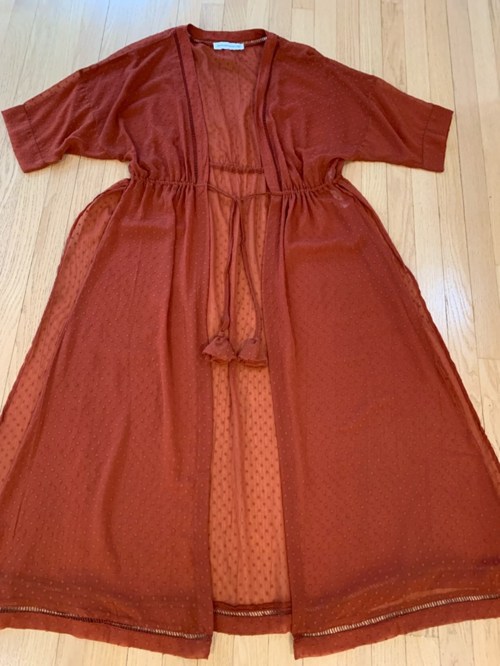 Abercrombie & Fitch Sheer Swiss Dot Maxi Beach Cover Up Dress Terracotta